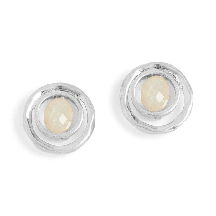 Whispers - Two Circle Silver Stud Earrings