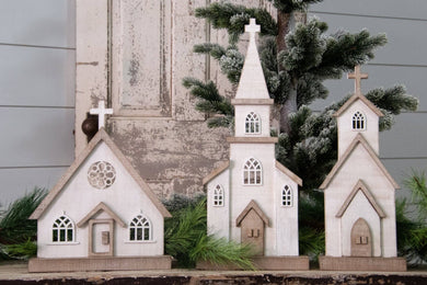 Whitewashed Wooden Church Figures Asst.