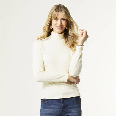 Hazel Long Sleeve Ribbed Mock Neck Top L/XL