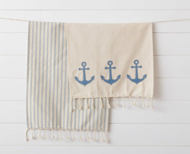 Tea Towels - Nautical Blue Anchors (PK/2 AST)