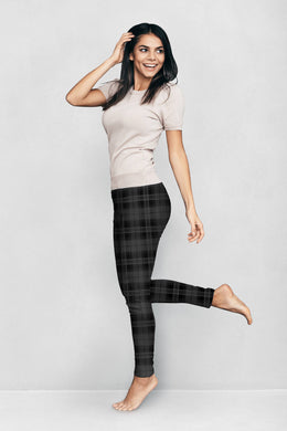 Fleece Lined Leggings: Plaid / Small/ Medium