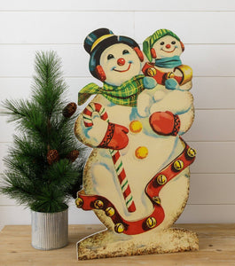 Vintage Snowman Standing Wood Cutout