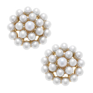 CANVAS Style - Everly Pearl Cluster Stud Earrings in Ivory