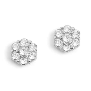 Whispers - Silver Blooming Flower with Stones Stud Earrings