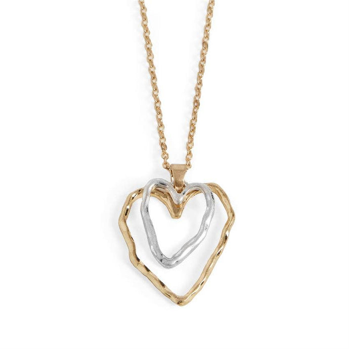 Whispers - Mixed Metal Double Heart Necklace