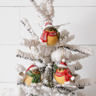 Ornaments - Birds With Santa Hats Assorted