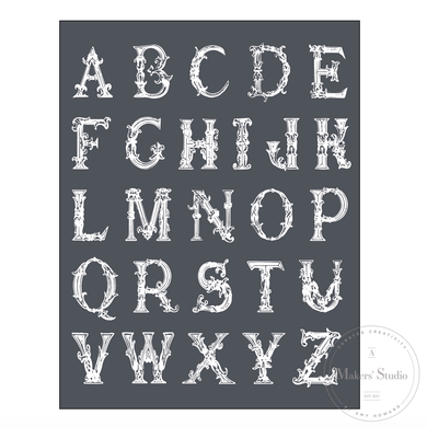 A Makers' Studio - Mesh Stencil - Jasmine Alphabet 8.5x11