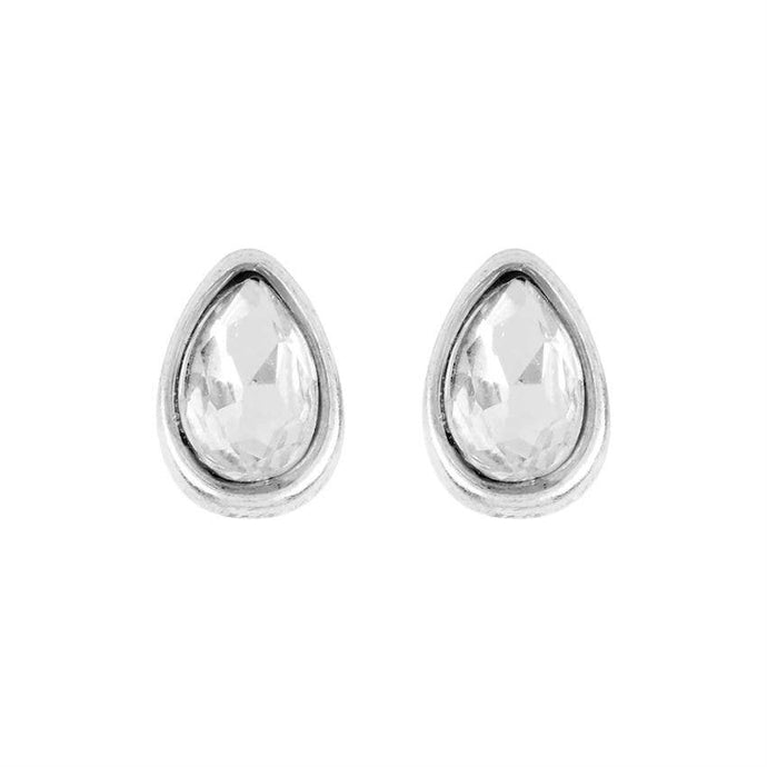 Whispers - Silver Clear Tear Drop Earrings