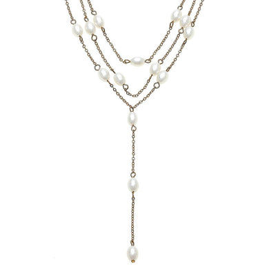 CANVAS Style - Elizabeth Layered Y Neckace In Ivory Pearl