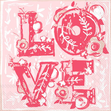 Paper Lunch Napkins 20 Count Floral Love Valentines