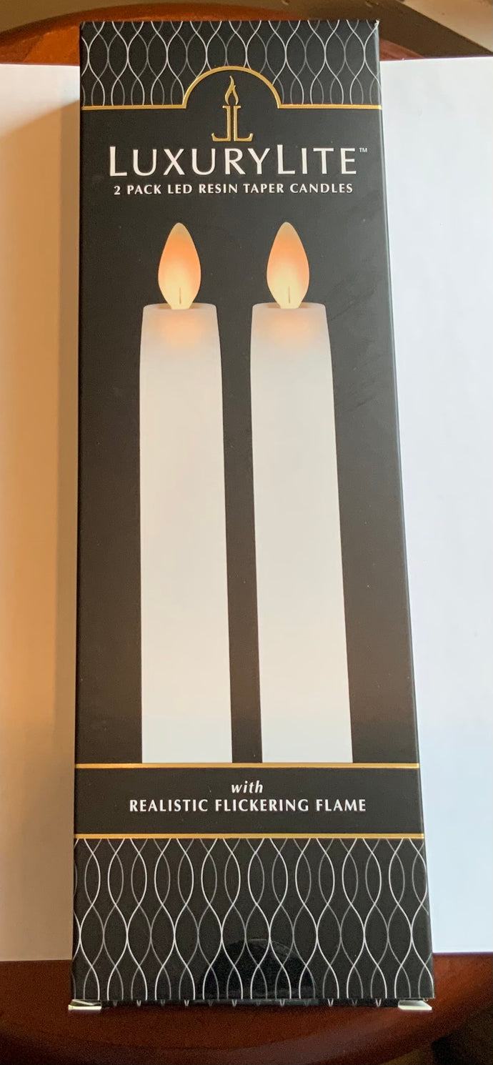 Luxury Lite 2 Pack LED Resin Taper Candles 8.5”