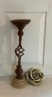 Iron & Wood Candleholder 14.75”